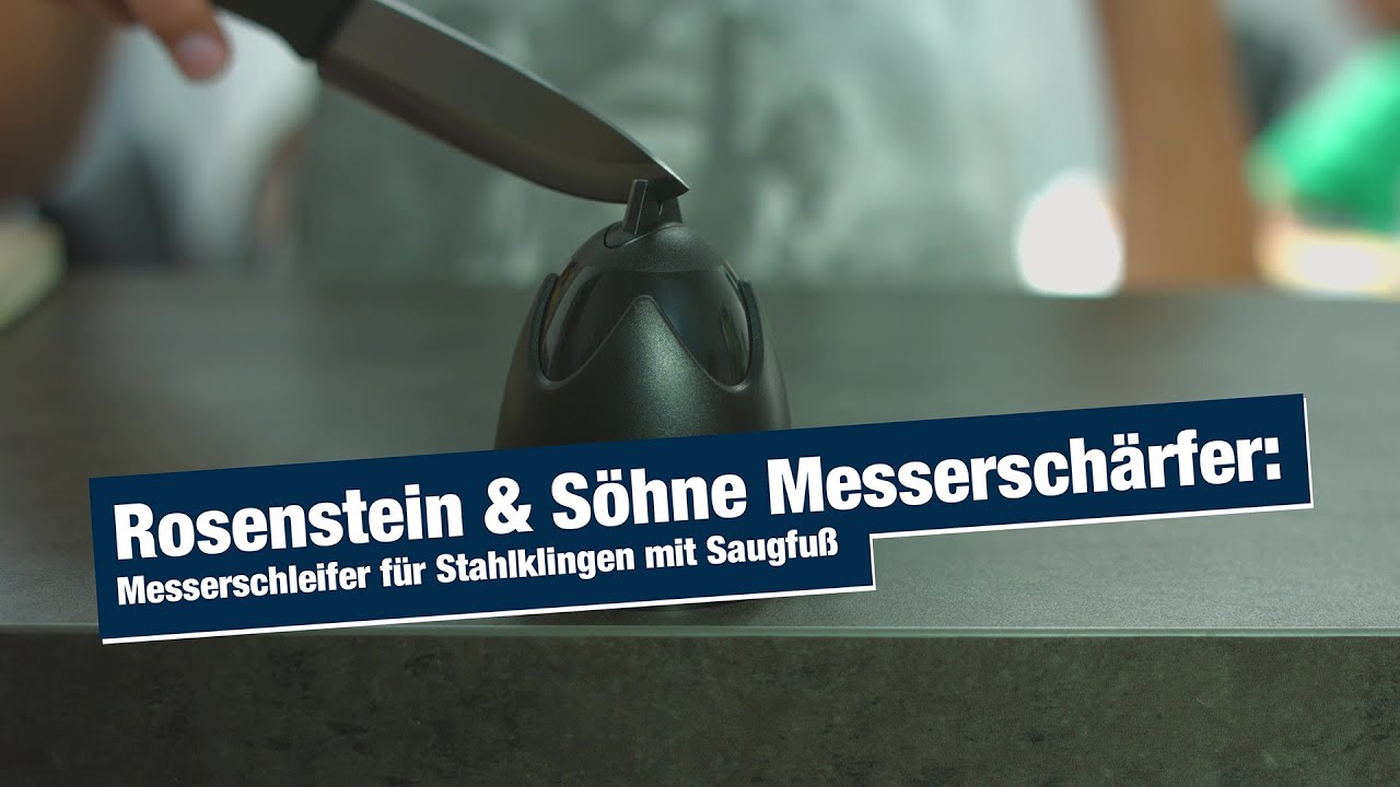 Rosenstein & Söhne Messerschärfer: Messerschleifer für Stahlklingen mit Saugfuß