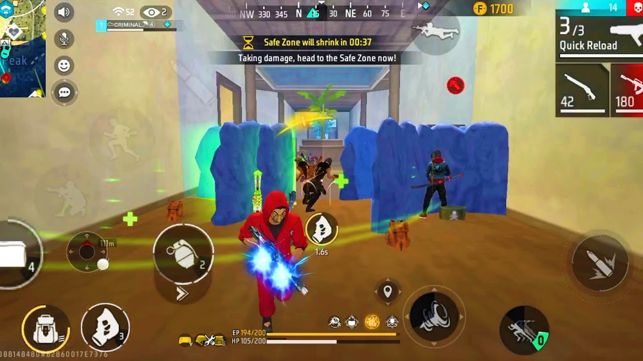 Free Fire intense gameplay!! 1v4 intense fight 😱 ft. Criminal FF - YouTube