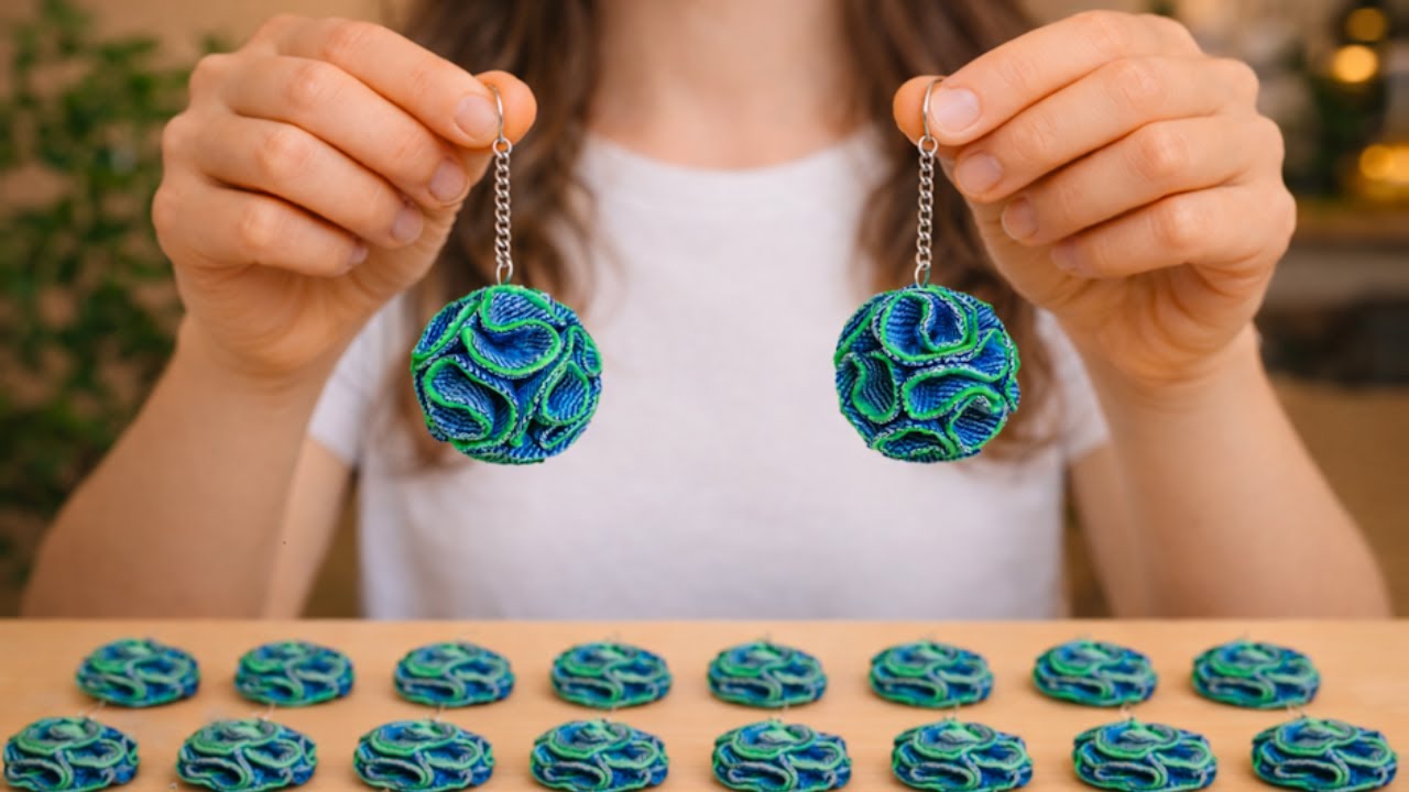 I made 30 beautiful denim earrings from leftovers! 💙✨