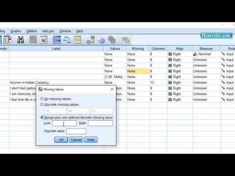 011. SPSS Defining Missing Values Discrete, Range & System-Missing Values