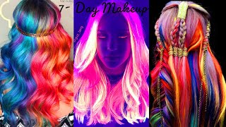 Top 12 Trending Rainbow Hair Color. Best Neon Hair Colorful Tutorial Transformation 2021! Hair Dying