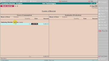 Tally Tutorials - Stock Journal Entries - Transfer good from one godown to Another Godown Entry - 2