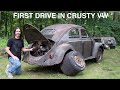 First drive in crusty  oval vw beetle rescue