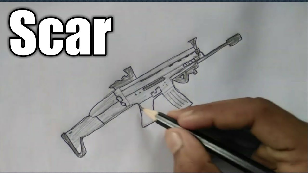 How To Draw Scer Gun Of Pubg And Free Fire Very Easy Shn Best Art Youtube
