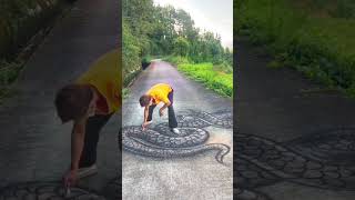 3D Snake Painting on Road 😱 Everyone Was Shocked! | Amazing Street Art #shorts