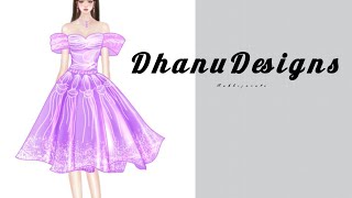 Elegant Organza Fabric Dress Fashion Illustration Sketches
