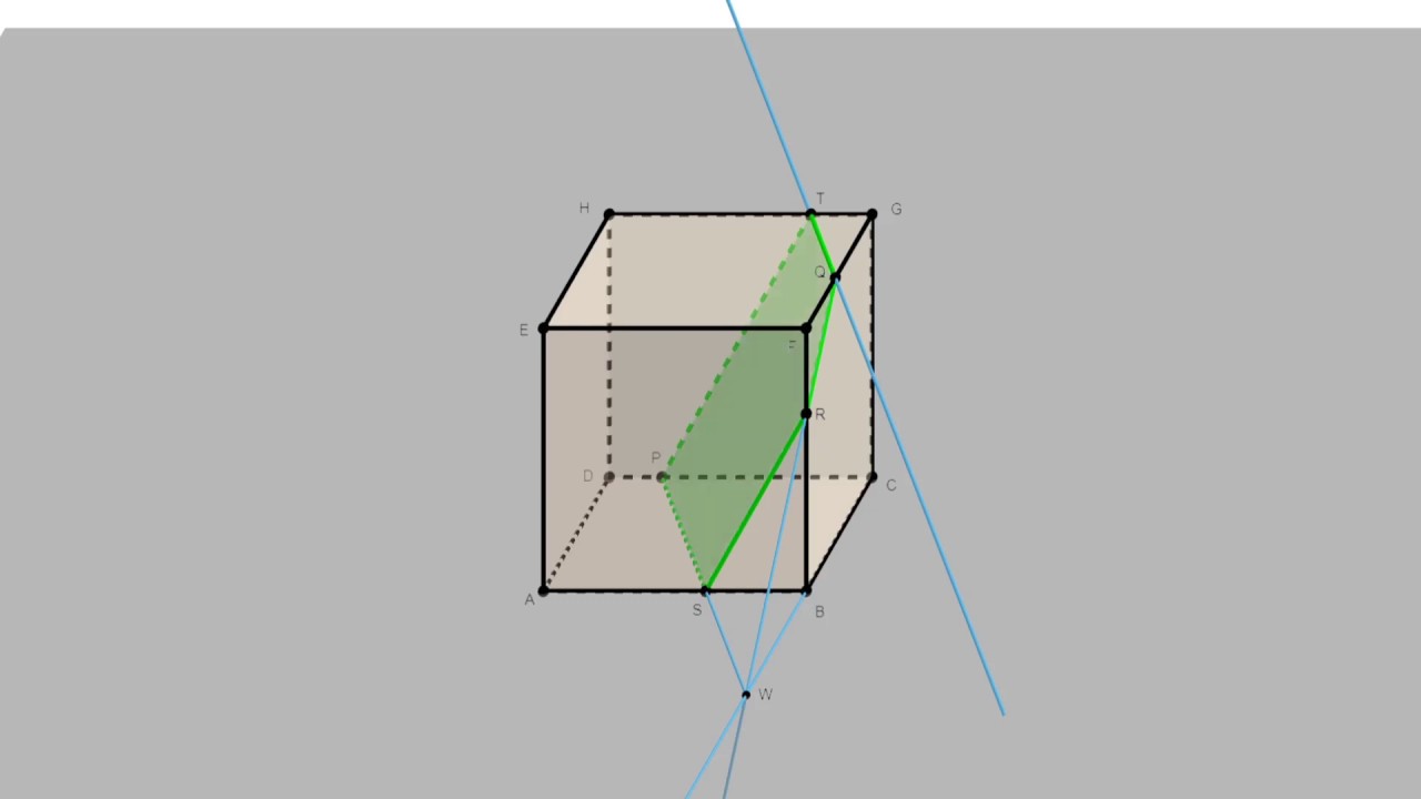 Constructie van de doorsnede van een kubus en een vlak - deel 1