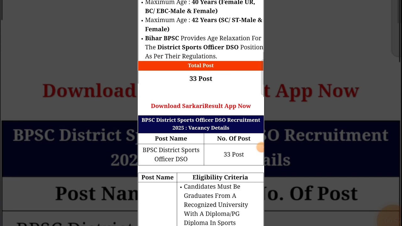 BPSC DISTRICT SPORTS OFFICERS GOVT JOB APPLY GUYS 