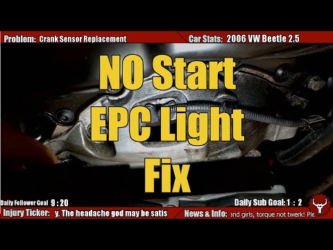 DIY VW 2.5L Crank & No Start or EPC Light On FIX Crank Sensor Replacement