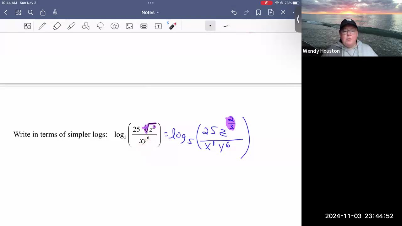 Use properties of logs to write an expression in terms of simpler logs