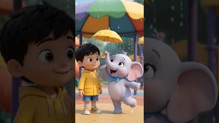 ☂️🐘🌧️Vihaan Aur Ellie Ki Tiny Umbrella Adventure!  #shorts #kids #funnykids #TheKidsKatha #kidsstory