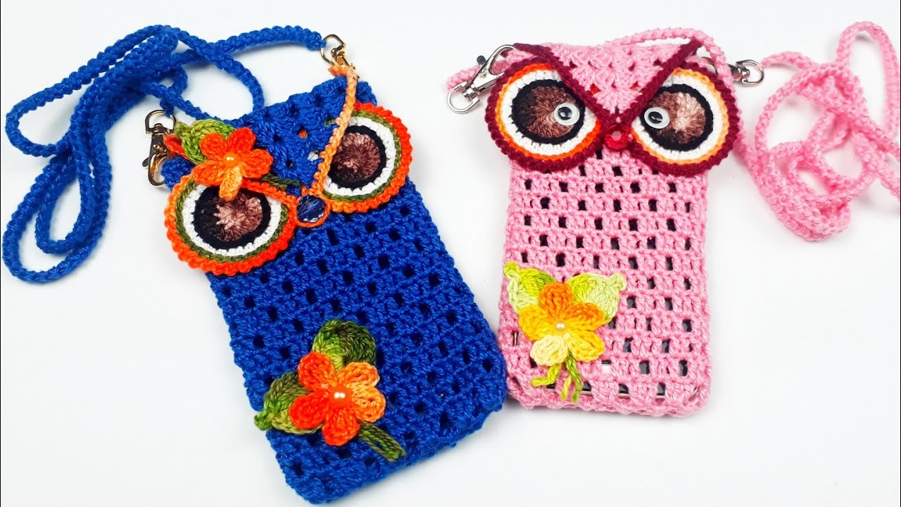 BOLSA PORTA CELULAR DE CROCHÊ CORUJINHA  - VEJA O PASSO A PASSO @PittysArts
