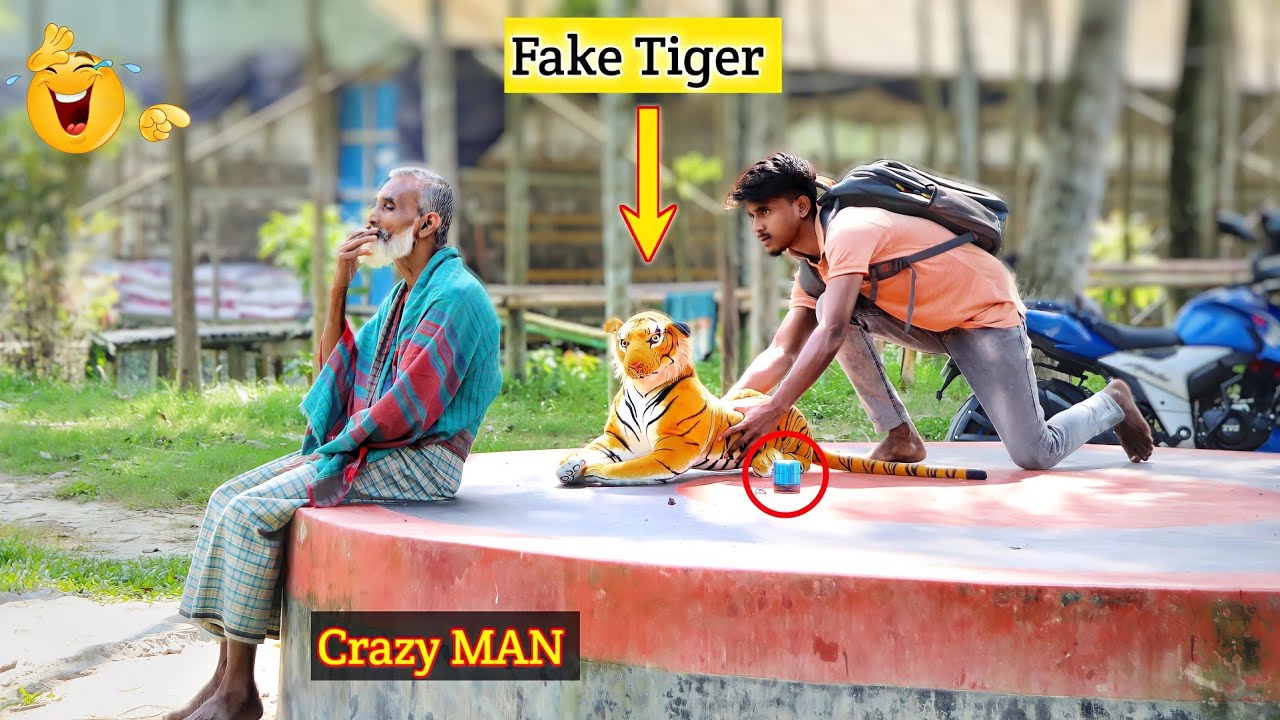 ⁣Fake Tiger vs Crazy MAN Prank Video! Fake Tiger Prank on Public!! So Funny Reaction - By ComicaL TV