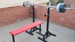 DIY bench press/ home made weight benchعمل جهاز تمرين البنش في المنزل بأبسط الأدوات