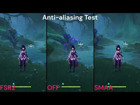 Anti-aliasing comparison FSR2 vs SMAA vs OFF | Genshin Impact