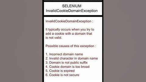 SELENIUM : InvalidCookieDomainException : SDET Automation Testing Interview Questions & Answers