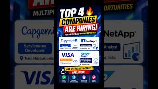Top 4 MNCs Hiring Now 🚀 | Capgemini, NetApp, Visa, SAP Jobs 2026 | Freshers & Experienced