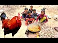 how tribe children cook village famous RED COUNTRY CHICKEN  with potato curry || rural village life