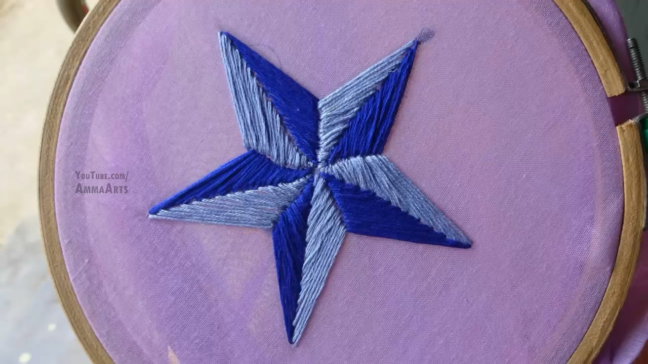 Download Hand Embroidery Star Design Satin Stitch by Amma Arts - YouTube