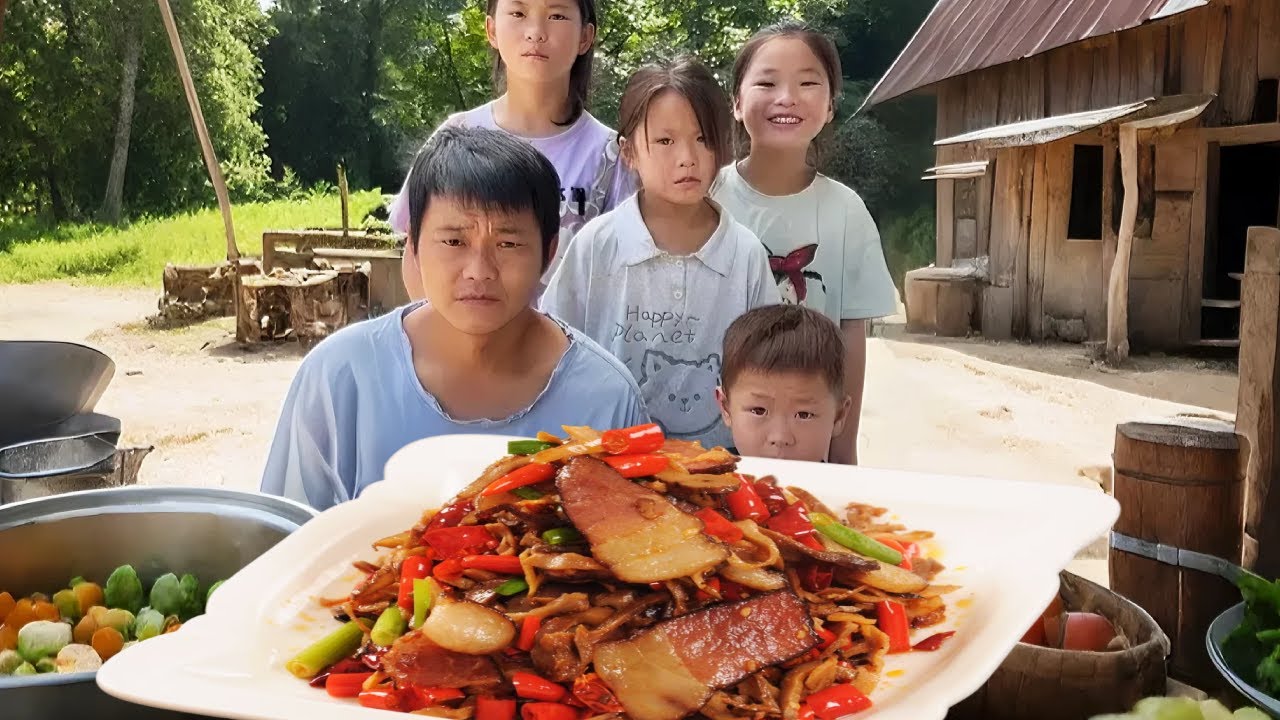 懂事的女儿心疼父亲辛苦劳作，早早做好饭菜等待爸爸回家，还贴心照顾年幼的弟弟妹妹