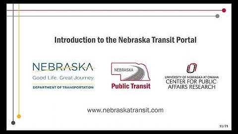 Introduction to the Nebraska Transit Portal