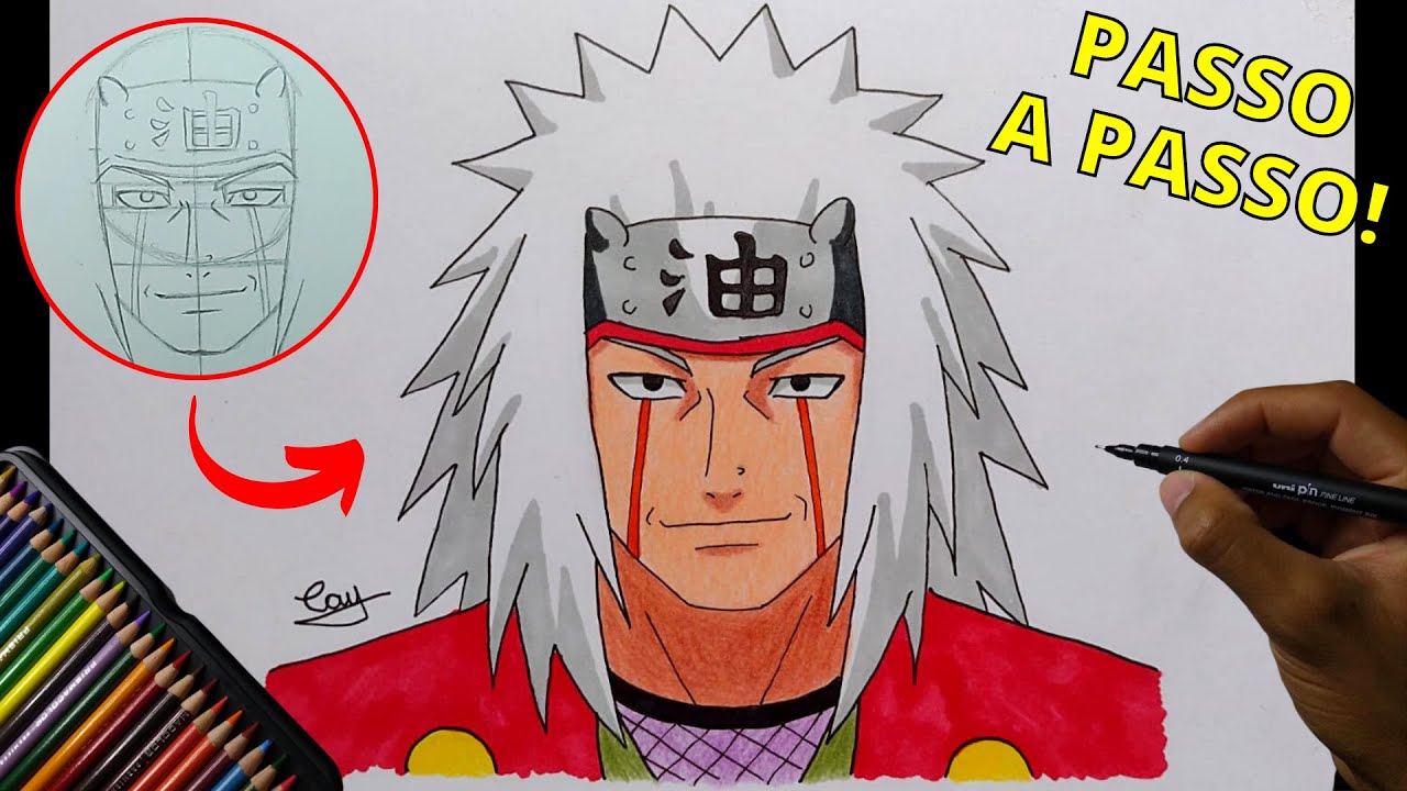 FACIL DE DESENHAR COMO DESENHAR KID JIRAYA do ANIME NARUTO passo a passo 