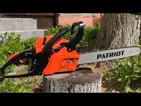 Overview chainsaw PATRIOT PT 3818. Chain tension. Cooking gasoline mixture.