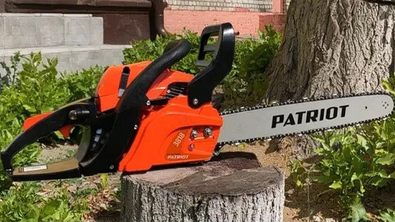 Обзор бензопилы PATRIOT PT 3818. Натяжение цепи. Приготовление ...