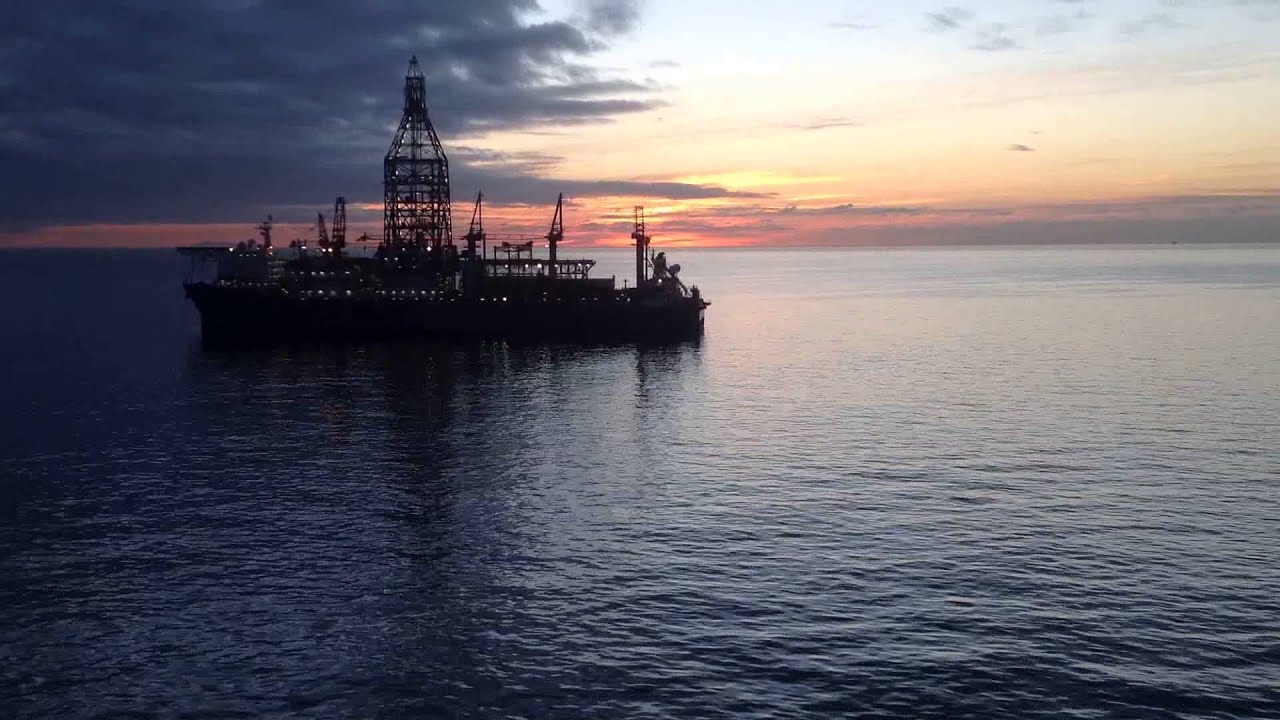 Sunrise Over Deepwater Discovery Las Palmas Canary Islands Filmed 