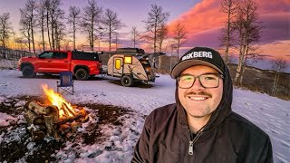 SOLO Winter Camping | Warm & Cozy Teardrop Trailer