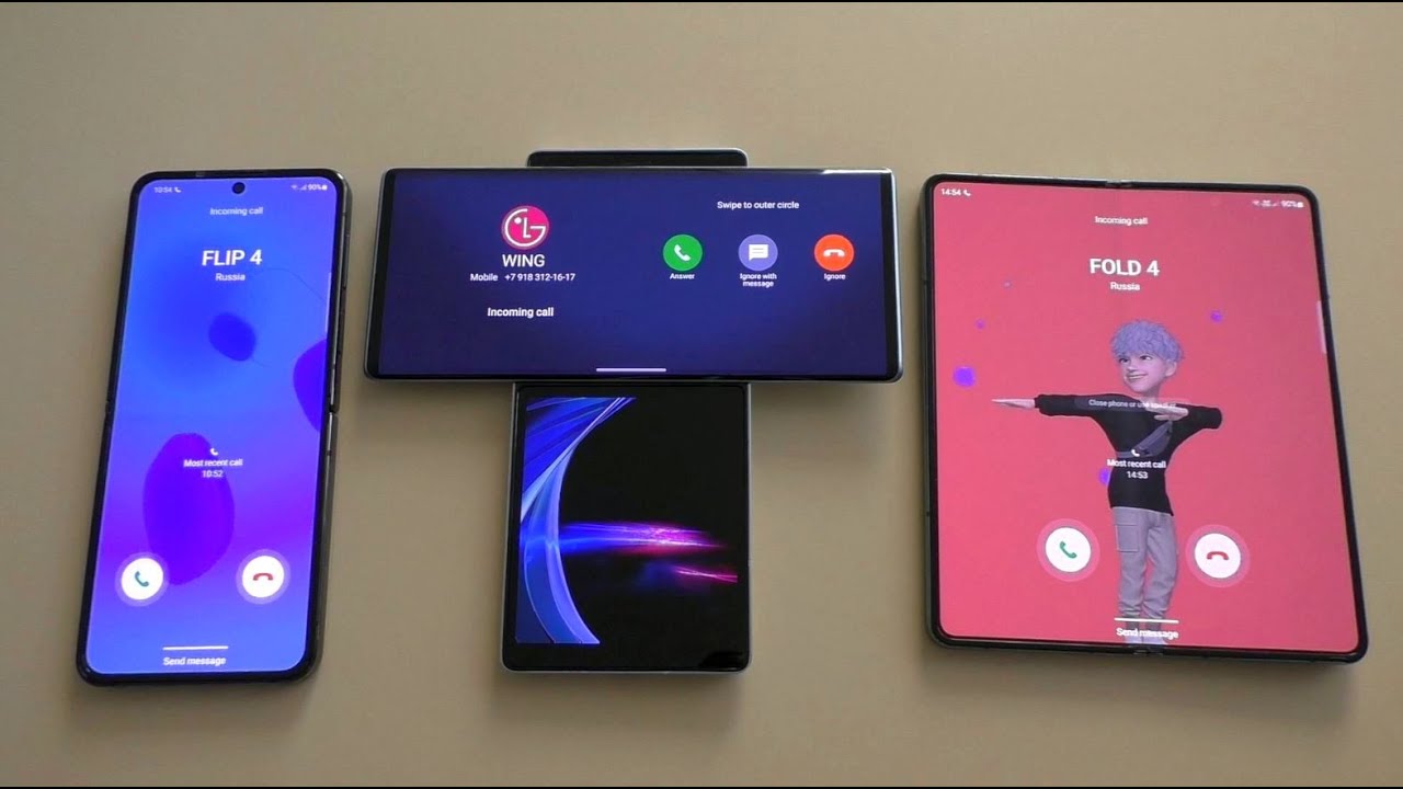 Samsung Galaxy Z Fold4 & Z Flip4 vs LG Wing Incoming Call