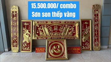 👉 15.500.000/ combo phòng thờ Sơn son thếp vàng | hoành phi câu đối + cá chép + chữ tâm