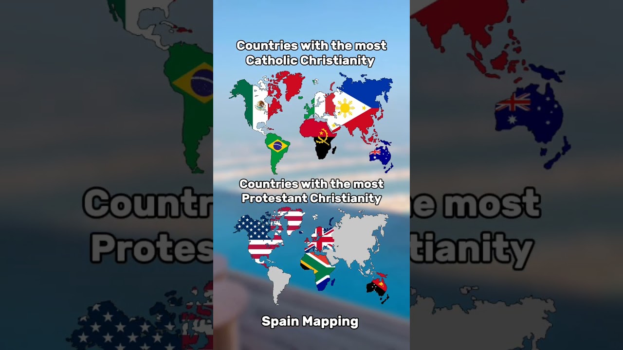 Countries with the most Catholic and Protestant in each continent #geography #map #maps #mapping