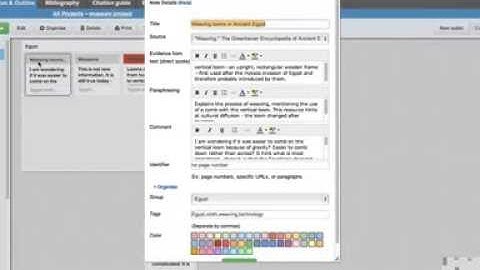 Editing notes in EasyBib