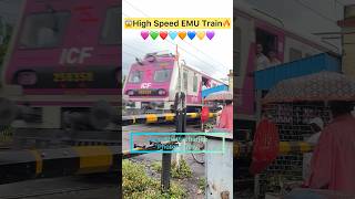 😱High speed EMU Train crossing Railgate🔥 #arijitsingh #train #railway #shorts #shortsvideo #speed
