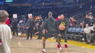 Rui  Hachimura & Doncic out fro pre game warm ups at crypto arena 