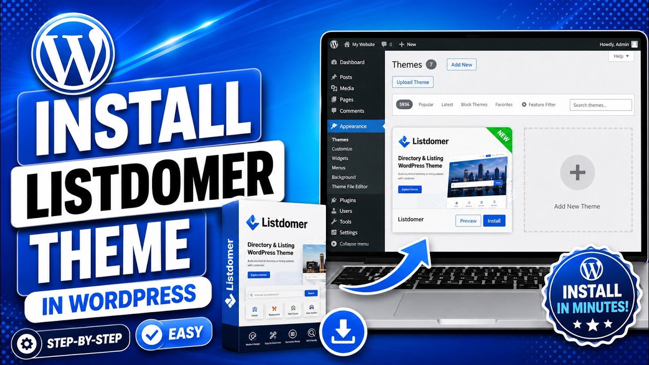 ⚡ Install Listdomer WordPress Theme in Minutes | Complete Tutorial ...