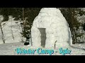 IGLOO building. 4 days ONE WINTER CAMP - CHAGA Harvest - Snow Shelter - Snowfall.