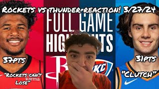 JALEN GREEN IS INSANE RN! ROCKETS at THUNDER | FULL GAME HIGHLIGHTS | March 27, 2024 | REACTION