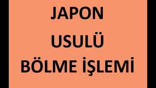 Japon Usulü Bölme İşlemi Matematik Enstitüsü