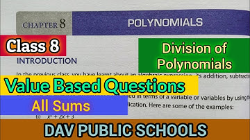 DAV class 8 maths chapter 8 Polynomials - Value Based Questions