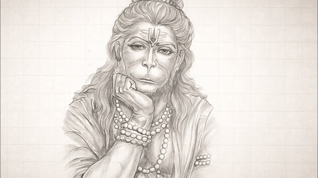 🙏Hanuman Ji Pencil Sketch | Calm Pose Drawing