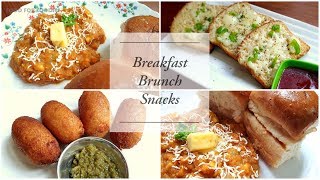 Pav bhaji | Cheese chilli Toast | Bread roll | brunch lunch snack ideas for kids tiffin |Bread Pizza