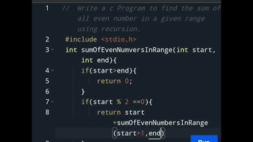 How to write a c Program to find the sum of all even number in a given range using recursion.
