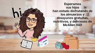 Actualizaciones del calendario de nutrición infantil | McAllen ISD