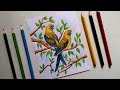 Two yellow parrots beautiful bird drawing for beginners  tips pencil colour