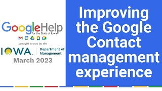 Improving the Google Contact management experience