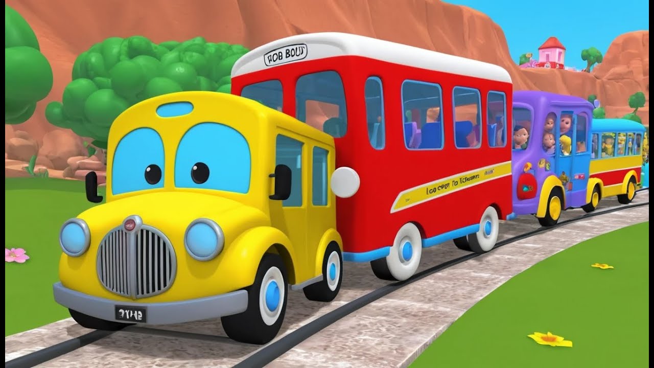 Baby Bus Races the Big Train | Fun and Exciting Kids Nursery Rhyme Animation