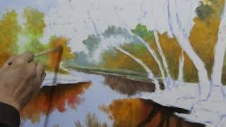 cách vẽ lót nền cho dòng sông , tranh phong cảnh sơn dầu