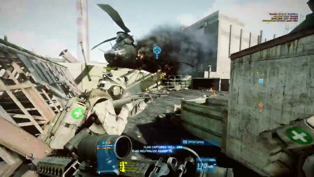 Battlefield 3 Conquest Domination In Scrapmetal Using The M249 LMG😎